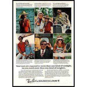 1978 Ray-Ban Rayban Sunglasses Vintage Print Ad Sports Sailing Driving Wall Art